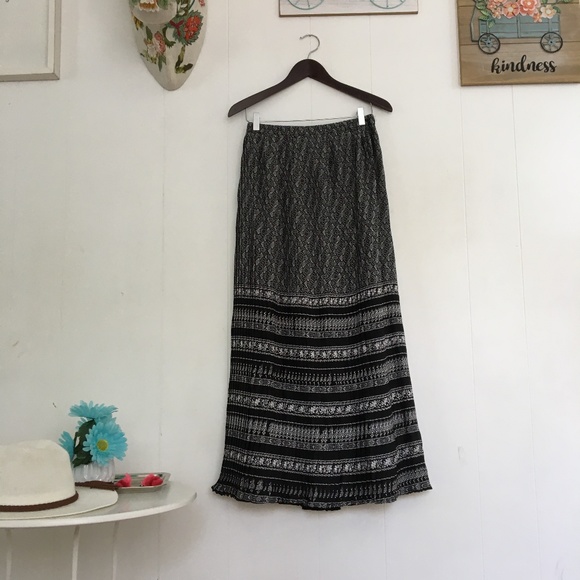 Anthropologie Skirts Anthropologie Flint Moss Black White Bohemian